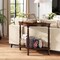 Light Espresso Half-Moon Console Table with 2-Tier Storage for Entryway and Hallway Decor